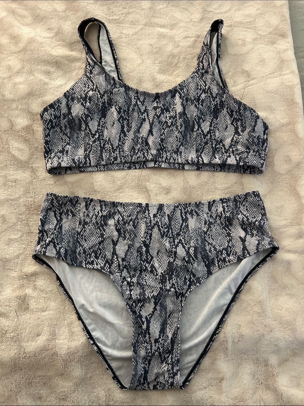 COVERGIRL Black & Gray Snake Print Bikini Set
